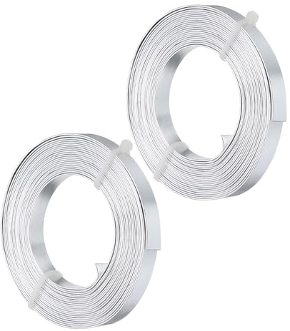PATIKIL Platt aluminiumtråd 16,4 fötter, 2 rullar flexibel anodiserad aluminium tråd 20 kaliber, 5 mm bred, för smyckesskapande, silverton
