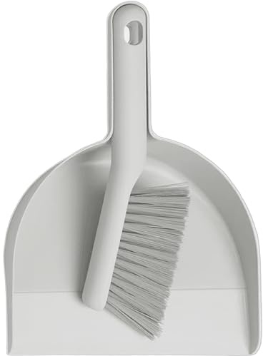 Home Stuff Dustpan and Brush Set, Dust Pans with Brush, Small Dustpan and Brush Set, Hand Broom and Dustpan Set for Home, Handheld Angled Dustpan and Brush Set are Daily Essential Cleaning Tool, Gray