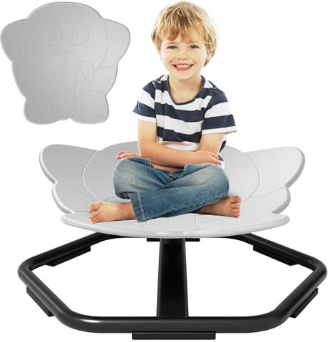 KORIEMFA Autismus Kinderdrehstuhl, Elephant Design Sensorischer Karussellstuhl, Spielzeug Balance Stuhl Training Physische Koordination und Gleichgewicht, Grau