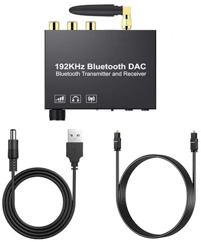 Louttary Audio Konverter Bluetooth 192 kHz Bluetooth 5.0 Audio Koaxial zu Glasfaser Digital zu Analog Lautstärkeregler