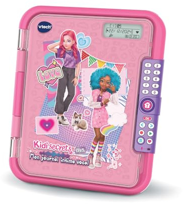 VTech KidiSecrets 365 - Diario Intimo vocale Rosa, diario elettronico con codice, Microfono registratore, taccuino Segreto, Feltro e Giochi, Regalo per Bambini dai 5 Anni ai 12 Anni