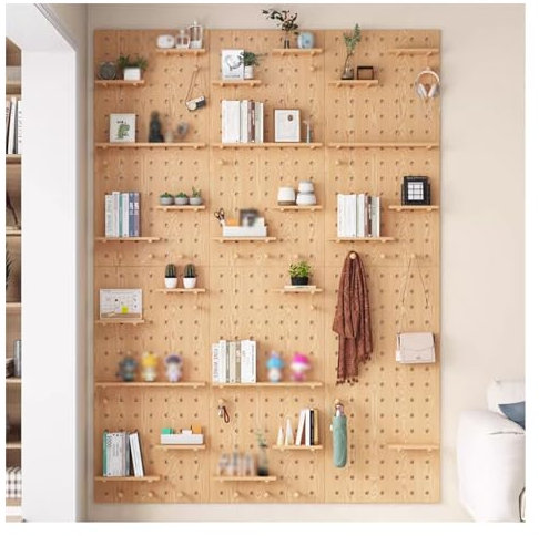 Étagères en Bois perforées, kit de Panneaux perforés pour Montage Mural, Panneau perforé pour Organisateur Mural en Panneau perforé pour Chambre à Coucher, Bureau, Salle de Bain (Taille : 60