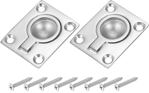 PATIKIL 1-7/8x1-1/2 Anelli Di Trazione A Filo2 Pcs 316 Acciaio Inossidabile Quadrato Maniglia Porta Incassata Serratura Nascosta Per Barca Per Mobili Da Yacht MarinaArgento