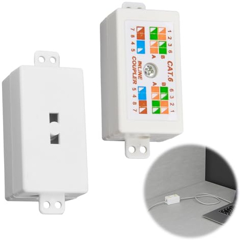 Enjiror 2Pcs Cat6 Junction Box RJ45 Ethernet Coupler High Speed Punch Down Network Cables Connector Inline Punchdown Krone Joiner Extension Adapter for LAN Powerline Networking Extender Applications