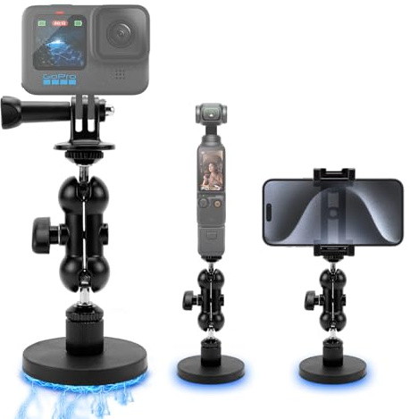 TYBYBB Support de téléphone portable à ventouse compatible avec Gopro Hero 13/12/11/10/9/8, DJIOsmo Pocket 3 Action 5 4 3 Support à ventouse pour voiture, Insta 360 X4 X3 X2 Go 3 Pro Support Suction