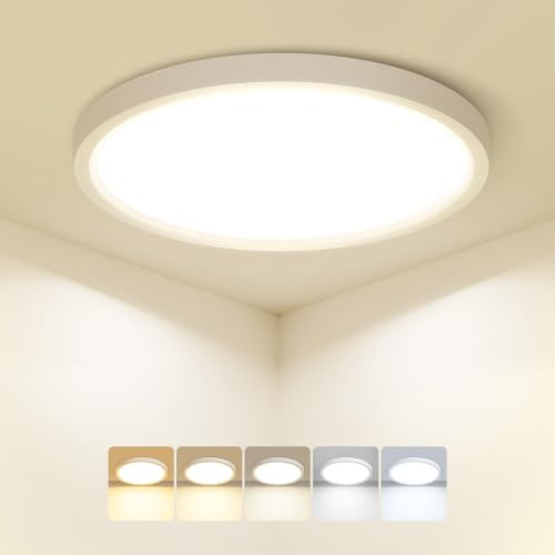 zemty Deckenlampe LED Deckenleuchte Flach, 15W 1500LM 5Farben-2700K/3000K/4000K/5000K/6500K Lampen Decke, Ø18x1.7cm Ultra Dünn Rund Badlampe für Flur Keller Küchen Badezimmer