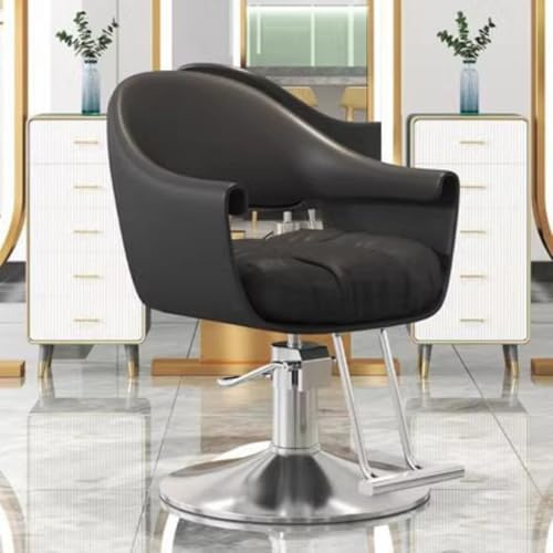 Dalumian Poltrona da parrucchiere, girevole a 360 gradi, ampia seduta, poltrona per parrucchiere, spa, cosmetologia, shampoo, trecce, multifunzione per salone di bellezza e barbiere(Black,A)