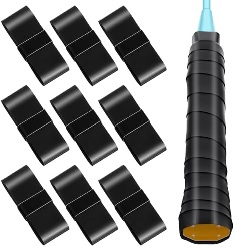 guduling 10pcs Tennis Racket Tape, Badminton Racket Grip Tape, Pu Rackets Grip Tapes, Pre-Cut Non-Slip Rackets Grip Tapes, Dry and Comfortable Feel, Black
