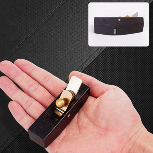 Gdfnmogo Mini Ebony Wood Hand Plane for Carpentry and Woodworking, Hard Wear-Resistant Body with Fine Polished Steel Blade, Compact One-Handed Planer for DIY(Round Bottomed)