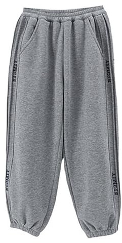 Generiska vinterjoggingbyxor, pojkar, utomhus, vindtäta vinterbyxor, bomullsbyxor med fickor och dragsko, elastisk midja, fritidsbyxor, enfärgade utomhusbyxor, fritid, tjocka sweatpants, GRÅ, 120