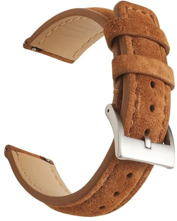 klockarmband， Klockarmband i mockaskinn Vintage handgjorda klockbandsbälten for klocktillbehör(Brown,22mm)
