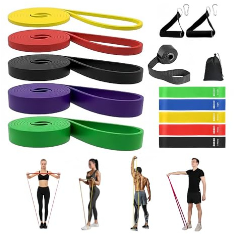 13 teiliges Widerstandsbänder Set mit Türanker & Griffen für Krafttraining Fitness Gymnastik Klimmzüge Resistance Bands für Frauen und Männer