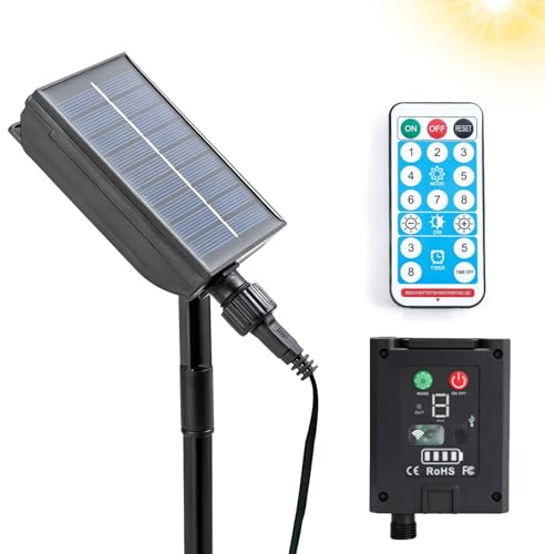 Kit Scatola di Controllo per Pannelli Solari,Pannello Solare da 1200 mAh,Scatola di Controllo per Luci a Stringa Solare,8 Modalità di Illuminazione Controller,per Catena Luminosa a LED da 24 V