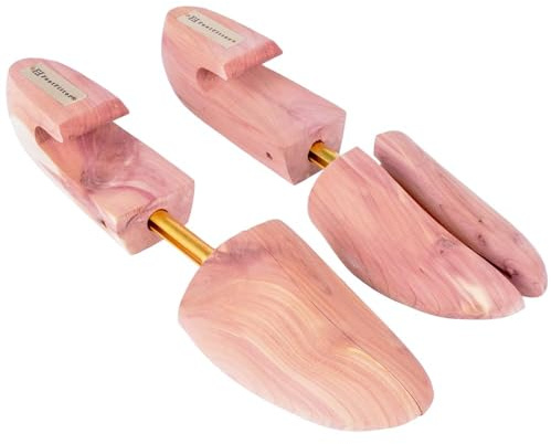 FootFitter Shoe Trees for Men, Split Toe, Wide Heel, Premium Wood Shoe Shaper with Odor Control, USA Cedar (Men's Large) DW29