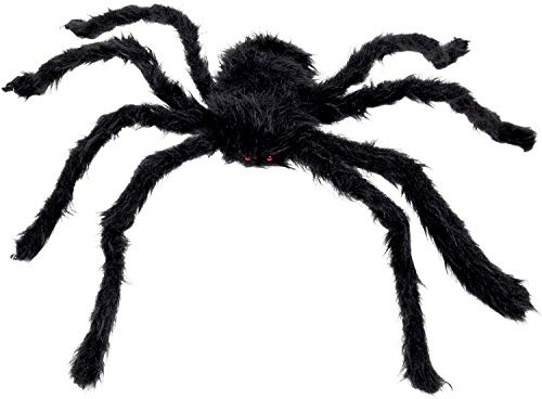 Boland 74394 - Haarige Spinne, Größe max. 70 cm, Plüsch-Dekoration für Halloween, Karneval oder Mottoparty, gruselige Partydeko
