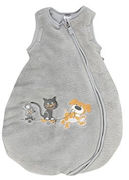 Jacky Baby Jungen Serie Best Friends Strampler Pullover Latzhose Bodies Sets Overall Schlafsäcke (62/68, Schlafsack ärmellos hellgrau)