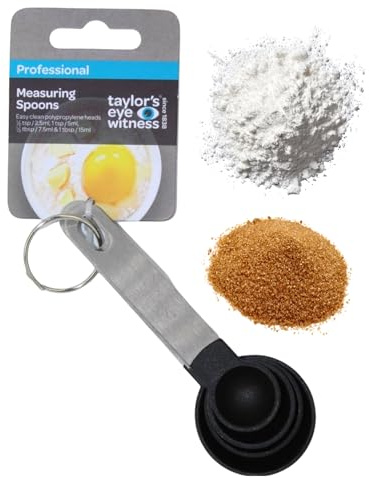 4 Set Kitchen Measuring Spoons - Sizes: ½ tsp, 1 tsp, ½ tbsp, 1 tbsp. Nesting/Stackable To Measure Dry or Wet Ingredients in Baking, Cooking, Mixing & Food Processing. Stainless Steel & Polypropylene.