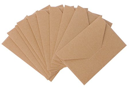 YOFO 50 Stück Mini-Kraft-Umschläge, Umschläge für Geschenkkarten, Danksagungen, Hochzeiten, Partys, Visitenkarten, kleine Teile, klassische Briefumschläge Kraft