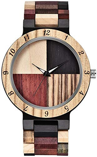 Dentily Inverted Geometric Wood Watch Creative Quartz Watch for Men Hand-Made Wooden Watches