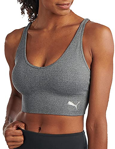 Puma Reggiseno Sportivo da Donna Mirrored Senza Cuciture, Senza Cuciture, Medium Heather Grey, M