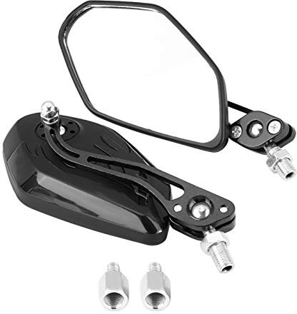 1 Paar Motorrad-Rückspiegel Universal-Rückspiegel mit Flammenmuster und Schrauben für die meisten Motorräder und Motorroller(schwarz)