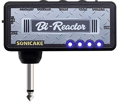 SONICAKE Bi-Reactor Plug-In USB Chargable Portable Pocket Guitar Headphone Amp US Style High Gain Tone with Delay Carry-On Bedroom Effects