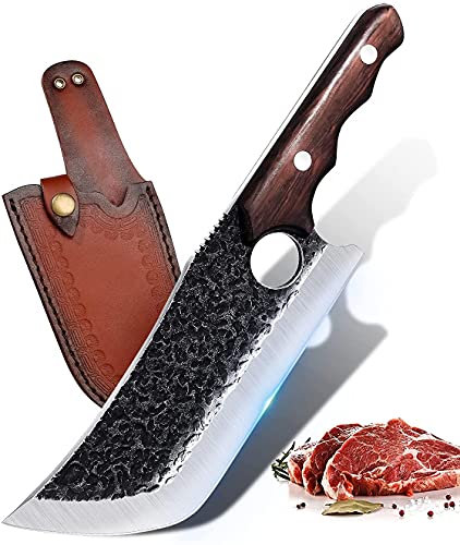 DRAGON RIOT Coltello Mannaia Giapponese, Coltello Carne Professionale, Mannaia da Cucina Full Tang, con Manico Ergonomico, Coltello da Cucina Ultra Affilato, Ideale per la Casa e l'esterno