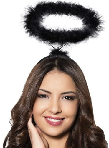 Hatstar Engel Heiligenschein Haarreif in Schwarz, Unisex Kostüm Accessoire für Halloween, Karneval und Fasching, auch perfekt für Amor, Gefallener Engel