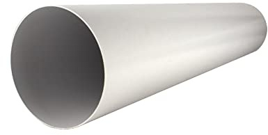MKK Tubo di ventilazione, tubo rotondo, canale piatto, sistema di condotto, condotto di ventilazione, in PVC, diámetro 125 mm, tubo in PVC, 1,0 m