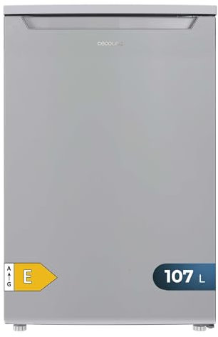 Cecotec Mini Nevera 107 L Bolero CoolMarket TT 107 Inox, Clase E, Ahorro energético, Puerta reversible, Bajo nivel sonoro, Crisper Box, Cajón congelador.