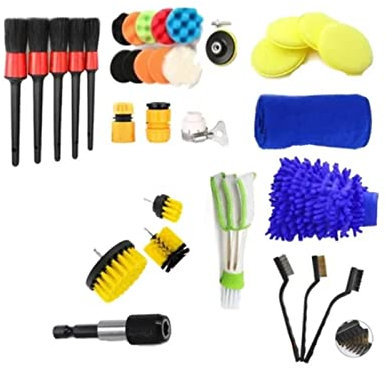 TMPTY Auto-Staubbürsten 35 Kit, Auto-Reinigungs-Detaillierungsbürste Auto-Mikrofaser-Staubtuch Innen-Außen-Staub-Werkzeuge for die Automobilindustrie