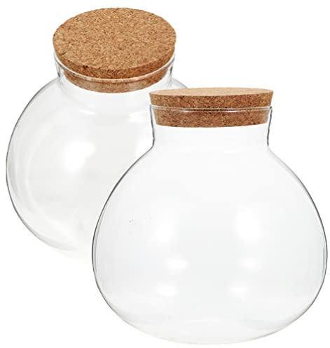 Operitacx Botella Ecológica De Vidrio Transparente 5.11 Pulgadas Tarro De Terrario Cerrado Con Tapón De Corcho Para Ecosistema De Plantas Interiores Y Decoración Moderna Del Hogar