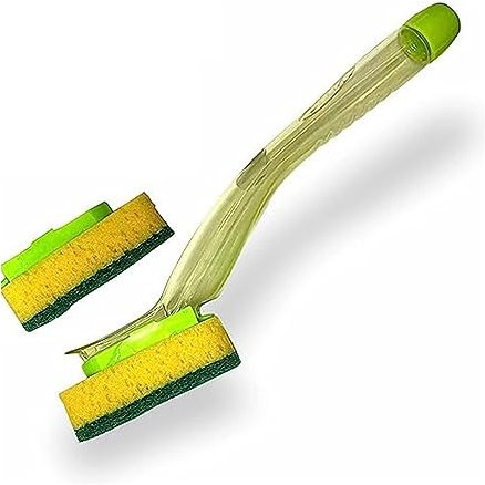 Homeshopa Soap Dispensing Brush With 2 Refill, Dish Wands Replacement Sponge Heads, Heavy Duty Dishwashing Scrub Dispensing Brush Pads, Washing up Sponge with Handle, Kitchen Sink Cleaning Tool kit