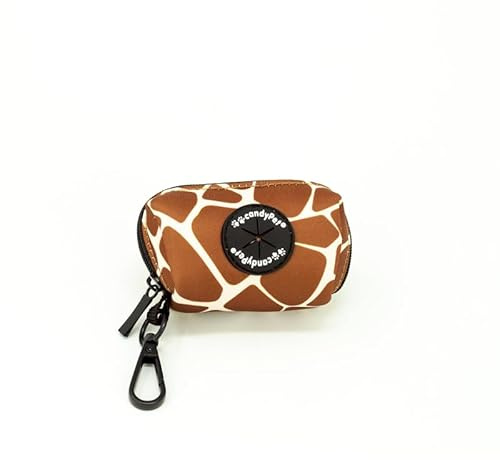candyPet - Dispensador de Bolsas para Excrementos Perro, Portabolsas de suave neopreno, Accesorio Animales, con Mosquetón, Uso fácil y práctico, GIRAFFE