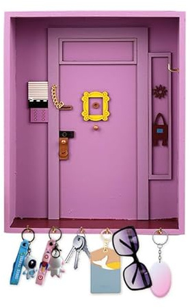 Les-Theresa Porte Clef Friends Serie, Porte Clé Mural Bois Montagne avec 6 Crochets Objet Friends Serie TV Boite a Clefs Murale Vintage, Décorez Votre Couloir, Votre Chambre et Votre Cuisine, Violet