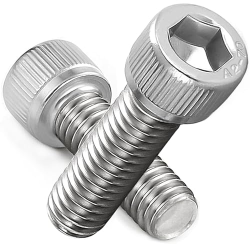 AMLOOPH M5 Screws, M5 X 25mm Allen Socket Head Cap Screws/Bolts - 5mm Diameter Fully Threaded M5 Bolts 25mm A2 Stainless Steel Long Hex Socket Bolt Coarse (Pack Of 20)