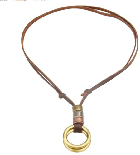 Ttiy Leder Brillenband Verstellbare Brillenkette Doppel Kreise Brille String Rutschfeste Brille Schnur Unisex Brille Hals Schnur Für Männer Frauen 1PCS, braun, M