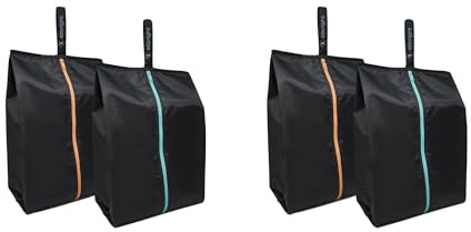 100% återvunna stora reseskoväskor från EcoRight | Vattentät skoväska i nylon för resor, organiseringsväska med dragkedja | Tillverkad av 8 plastflaskor (100% rPET) | Set med 2, E04 (set 1) – paket