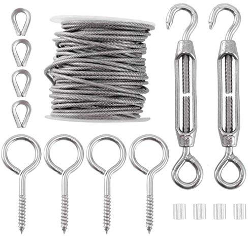 VNE Garden Wire/cable Railing/fence Roller Kit, PVC Coated Heavy Duty 304 Stainless Steel Electric Cable Rope