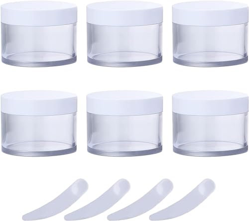 Leere Gläser mit Deckel, Kosmetikdose, B0CL9KD512, 6 Stück, leere transparente 200-g-Kosmetikdosen aus Kunststoff mit Schraubdeckel, 200-ml-Behälter for Gesichtsmasken, Lotionen, Cremes (Farbe: transp