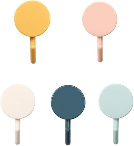 Enyolidimk 5 Pcs Colorful Hooks - Self-Adhesive Wall Hooks, Heavy Duty Cute Colorful Key Holder