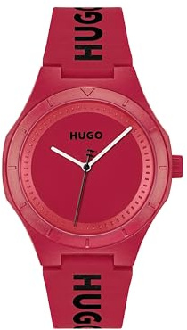 HUGO Analogue Quartz Watch for Men #LIT FOR HIM Collection with Red Silicone Bracelet - 1530346