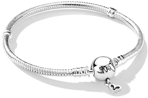 Jokmeo Damen Armband aus 925 Sterlingsilber, Moments Schlangen Gliederarmband für Pandora, kompatibel mit Charm Anhängern, passend für Frauen und Mädchen（Love 17CM）