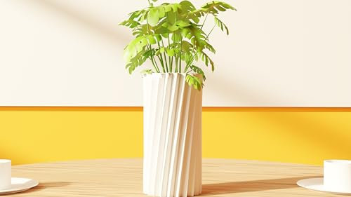 Generico Vaso a Spirale Multitriangolare PLA stampato in 3D (Bianco, Medio)