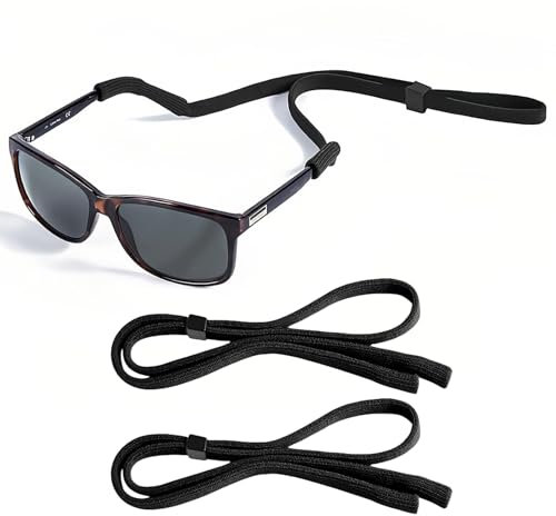 QTMMC 2PCS Sunglasses Straps Adjustable Eyewear Retainer Sports Glasses Strap Anti-Slip Eyeglass Lanyard for Reading or Outdoor Spectacles Cord Universal Fit for Kids Adult Men Women Black
