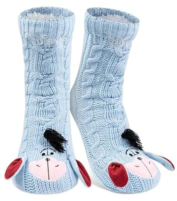United Labels Disney Bourriquet Chaussettes douillettes pour femme Bleu Taille unique 38-43 Chaussettes antidérapantes moelleuses avec doublure Sherpa Chaussettes chaudes