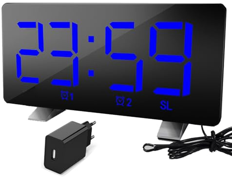 Lancoon Sveglia Radio Digitale Sveglia FM Display a LED con 3 Livelli di Luminosità Radio Dimmer Automatica Snooze Regolabile Cavo di Alimentazione USB e Adattatore Inclusi