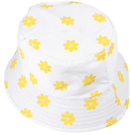 LIFKOME Sonnenschutz Fischerhut Blumendruck Baumwolle Wendbar Reiseaccessoire Strand Angeln Wandern Camping Picknick Einkaufen