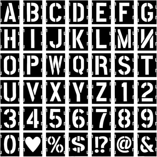 42 Stück Buchstaben Schablone Set, 4inch/10 cm Wiederverwendbare Buchstaben Zahlen Zeichen Schablonen Alphabetschablone für Holzschilder Malerei DIY und Handwerk(COLOR:Weiß)