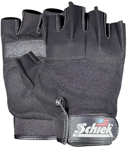 Schiek Model 710 Classic - Guantes de levantamiento de entrenamiento, comodidad durante todo el día para entrenamiento de fitness, agarre acolchado con lengüeta de tracción rápida (mediano)